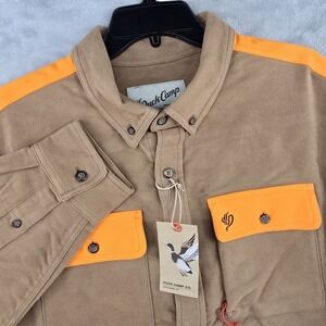 Duck Camp Fleece Flannel Hunting Shirt Mens XL Tan Safety Orange Cotton New!